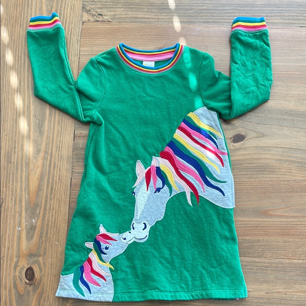 Mini Boden Embroidered Horse Dress, size 7-8